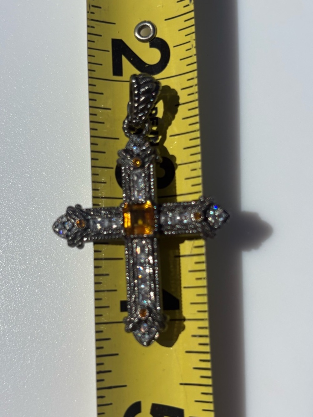Judith Ripka 925 CZ Sterling Silver Cross Pendant Gunmetal Enhancer pendant - Picture 14 of 17